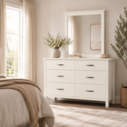 Joanna 6 Drawer Dresser & Mirror (White)