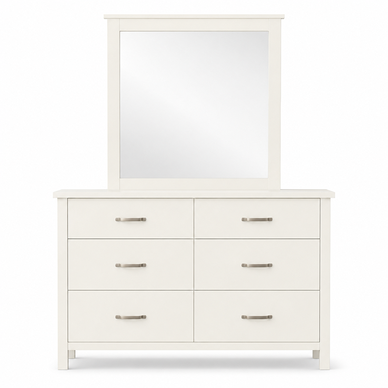 Joanna 6 Drawer Dresser & Mirror (White)