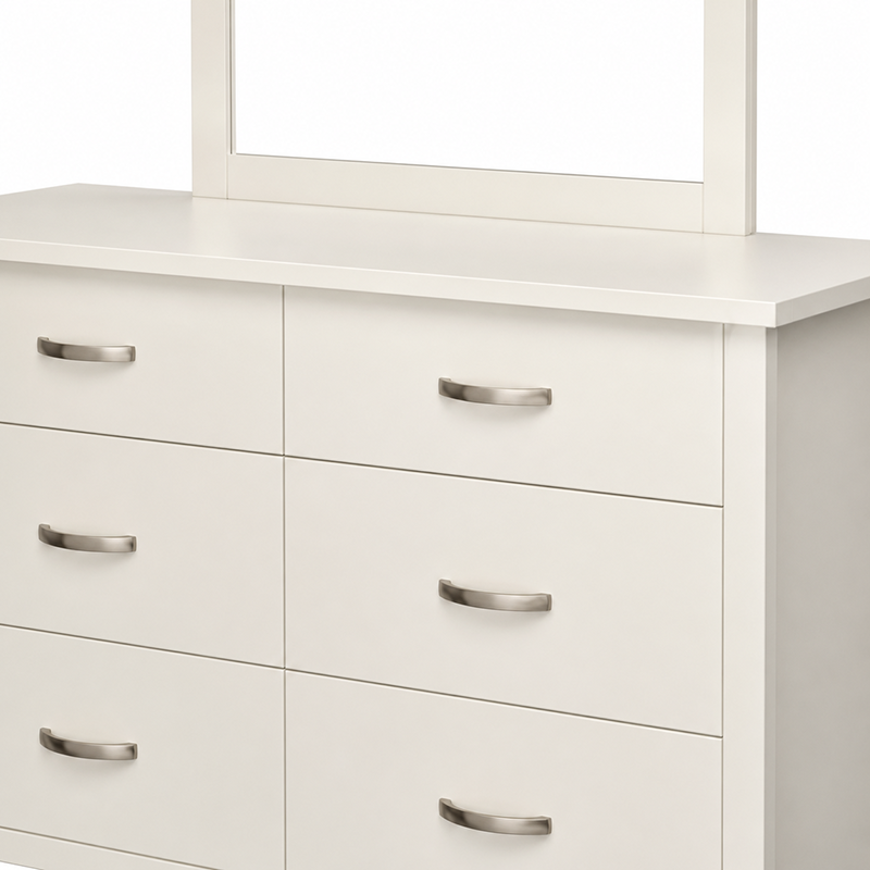 Joanna 6 Drawer Dresser & Mirror (White)