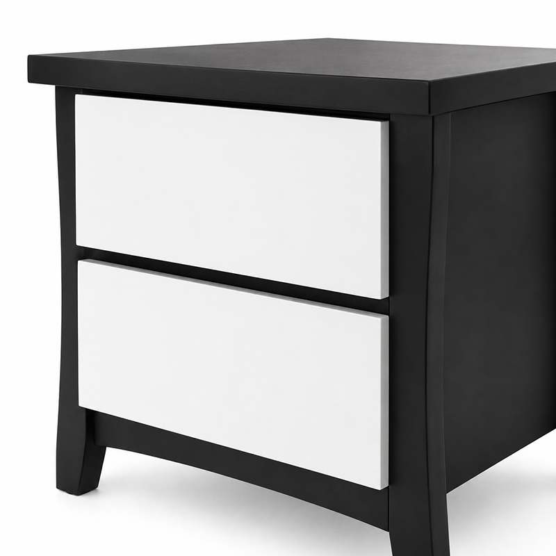 Patrick Bedside Table 2 Drawer (Black / White)