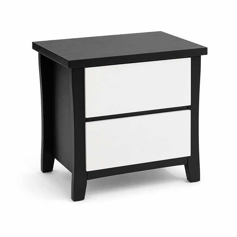 Patrick Bedside Table 2 Drawer (Black / White)