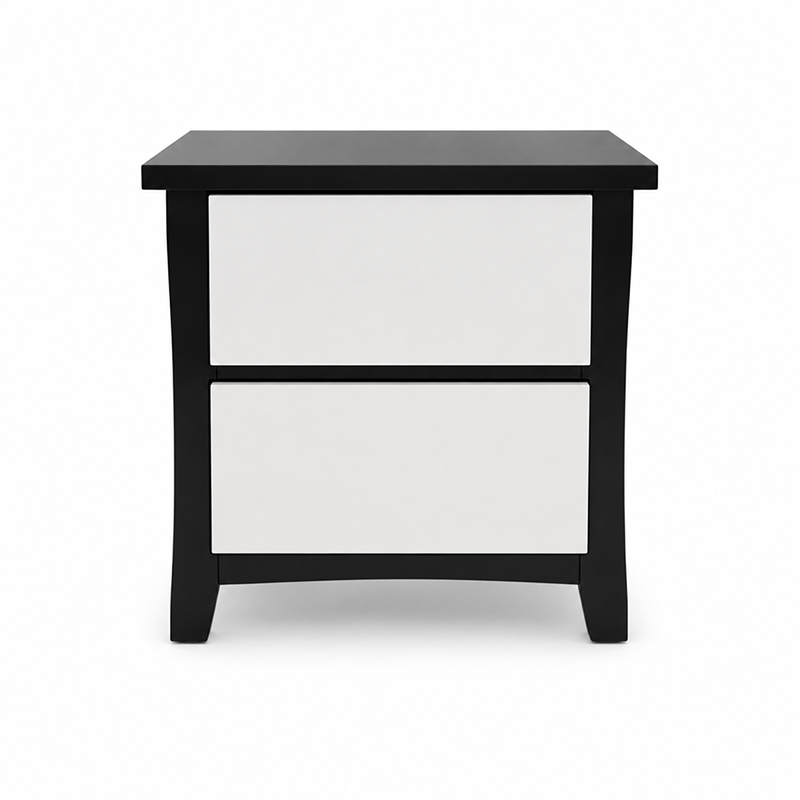 Patrick Bedside Table 2 Drawer (Black / White)