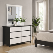 Patrick 6 Drawer Dresser Table & Mirror (Black / White)