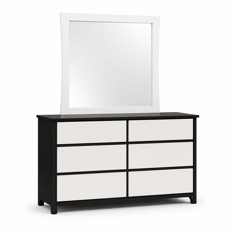 Patrick 6 Drawer Dresser Table & Mirror (Black / White)