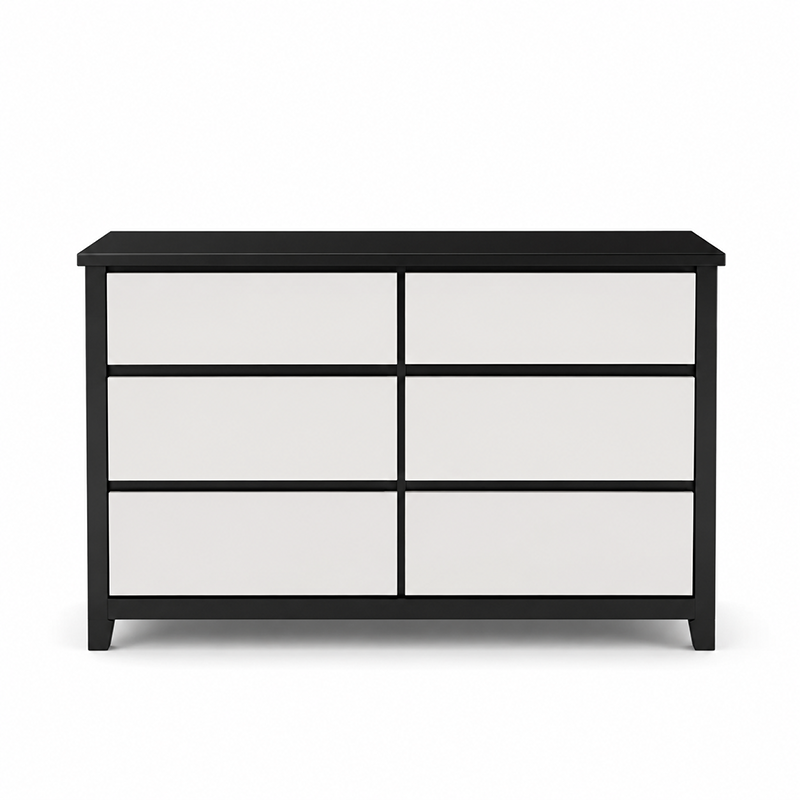Patrick 6 Drawer Dresser Table & Mirror (Black / White)