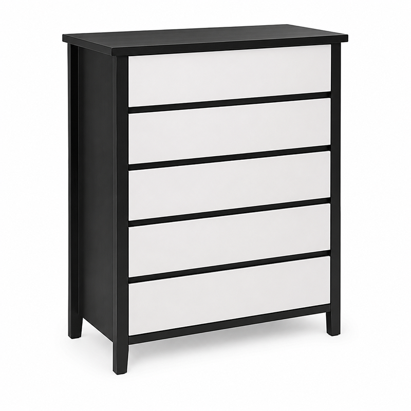 Patrick Tallboy 5 Drawer (Black / White) 830mm