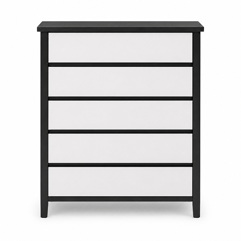 Patrick Tallboy 5 Drawer (Black / White) 830mm