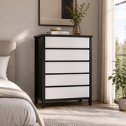 Patrick Tallboy 5 Drawer (Black / White) 830mm