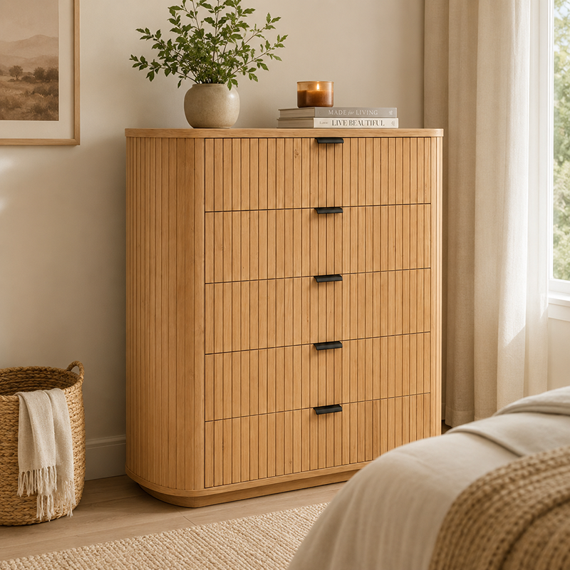 Princeton 5 Drawer Tallboy (Brown)