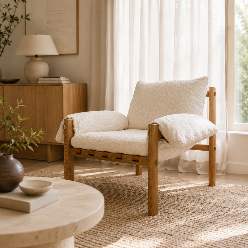 Retreat Armchair White Boucle