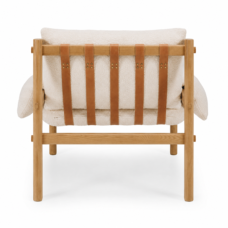 Retreat Armchair White Boucle (Beige / Brown / White)