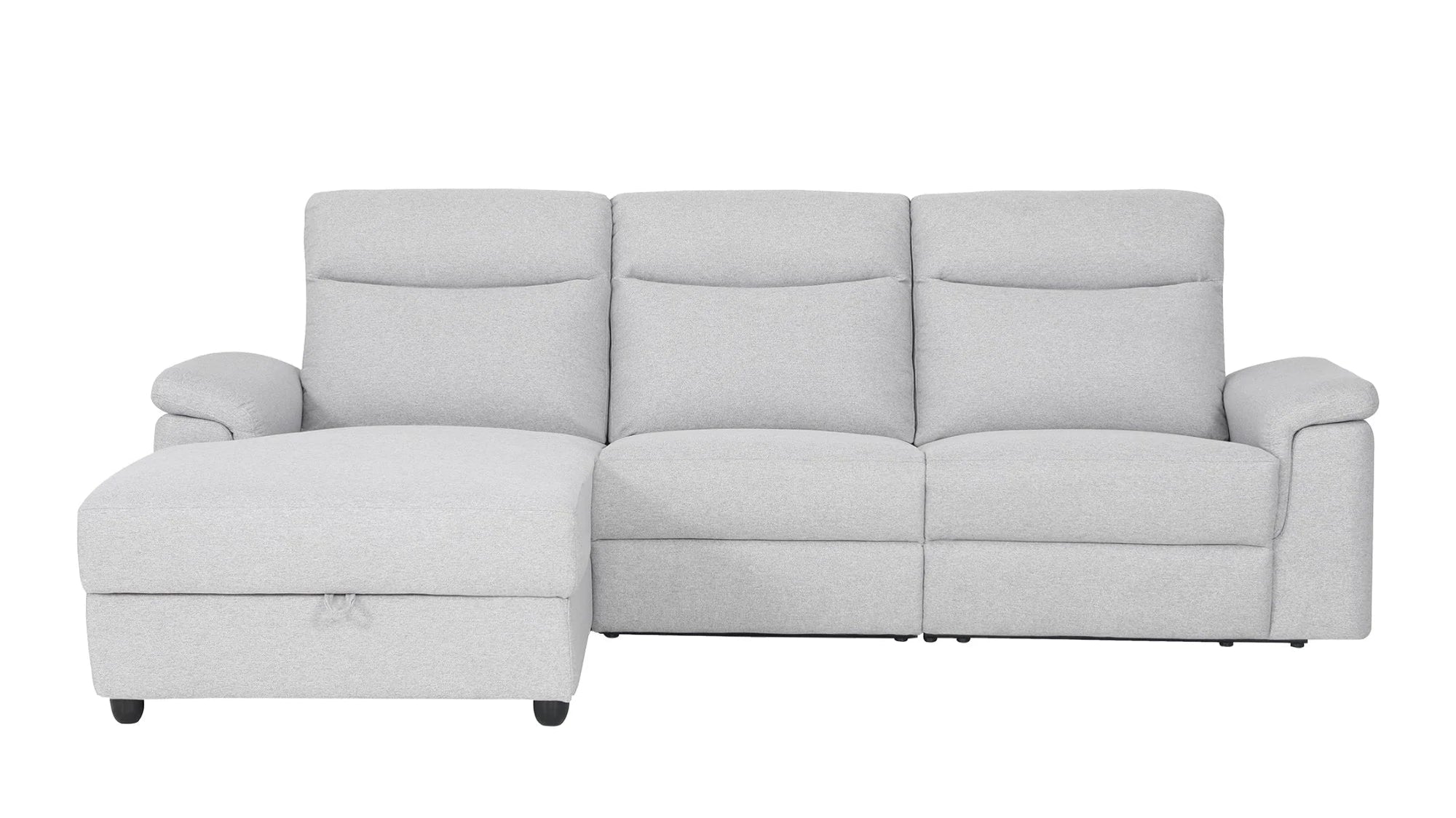 Dawson Fabric Electrical Recliner 2 Seater with Storage Chaise Dark Grey/Silver