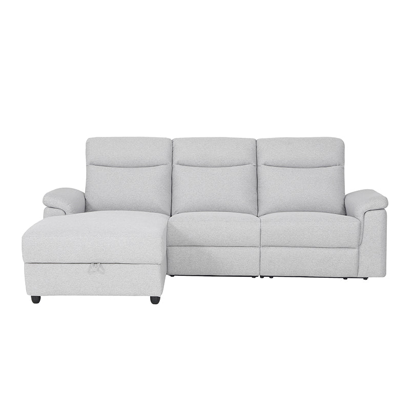 Dawson Fabric Electrical Recliner 2 Seater with Storage Chaise Dark Grey / Silver (Charcoal / Silver)