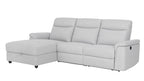 Dawson Fabric Electrical Recliner 2 Seater with Storage Chaise Dark Grey \ Silver