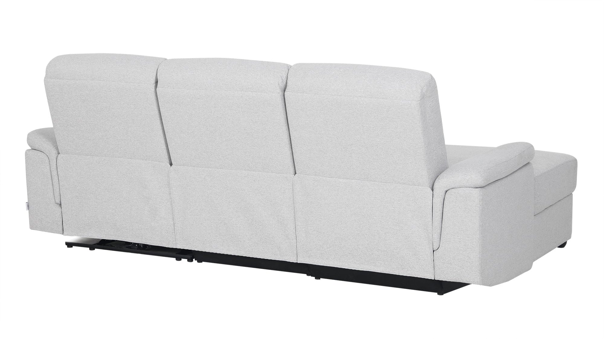 Dawson Fabric Electrical Recliner 2 Seater with Storage Chaise Dark Grey \ Silver