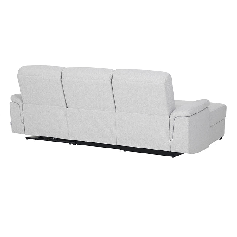 Dawson Fabric Electrical Recliner 2 Seater with Storage Chaise Dark Grey / Silver (Charcoal / Silver)