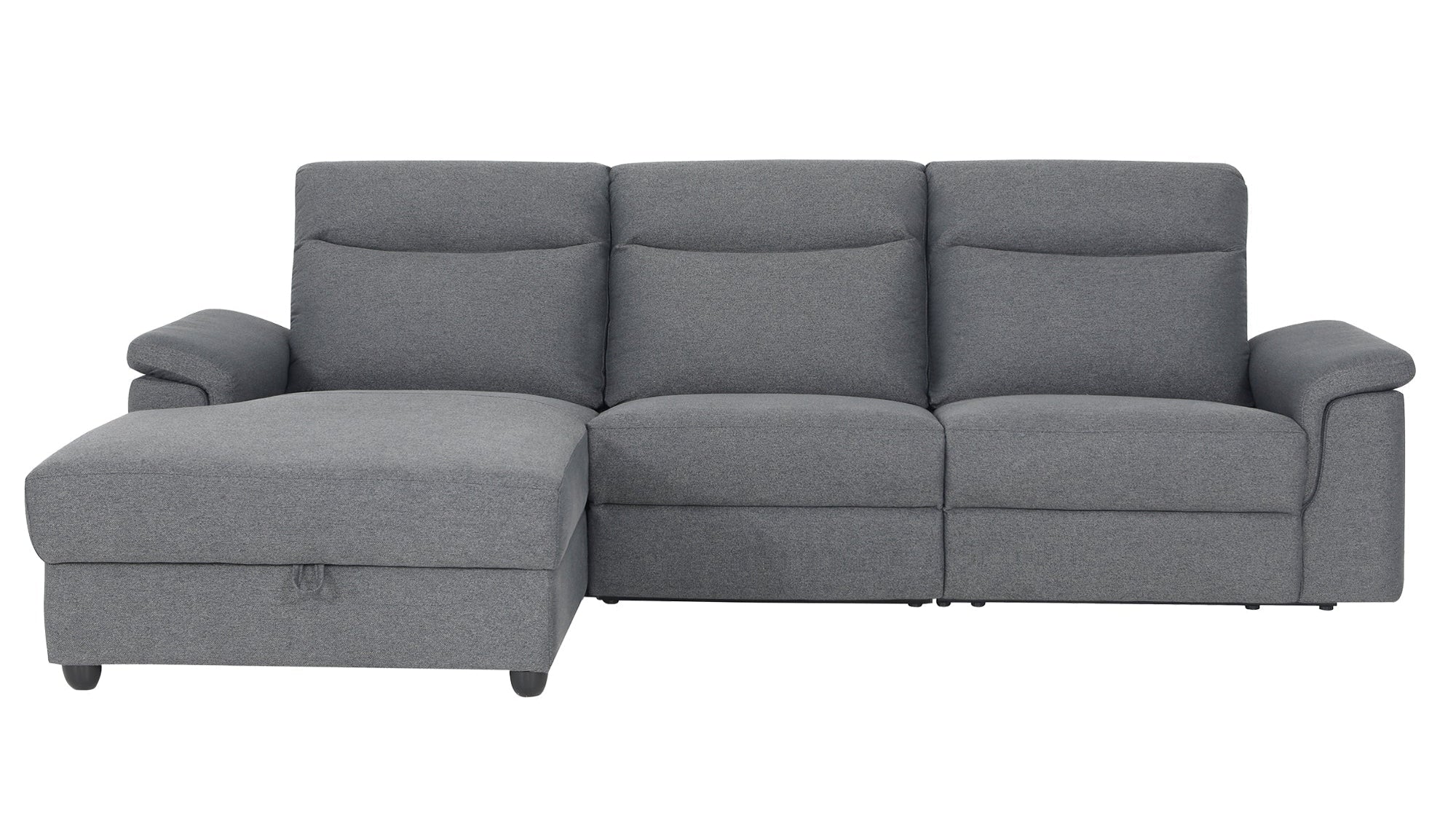 Dawson Fabric Electrical Recliner 2 Seater with Storage Chaise Dark Grey/Silver