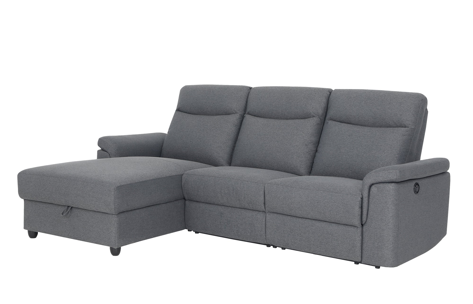Dawson Fabric 3 Seat Reversible Chaise Lounge With Storage