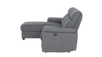 Dawson Fabric Electrical Recliner 2 Seater with Storage Chaise Dark Grey \ Silver