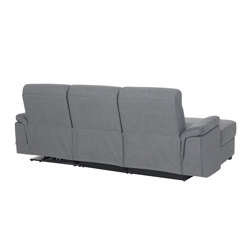 Dawson Fabric Electrical Recliner 2 Seater with Storage Chaise Dark Grey / Silver (Charcoal / Silver)