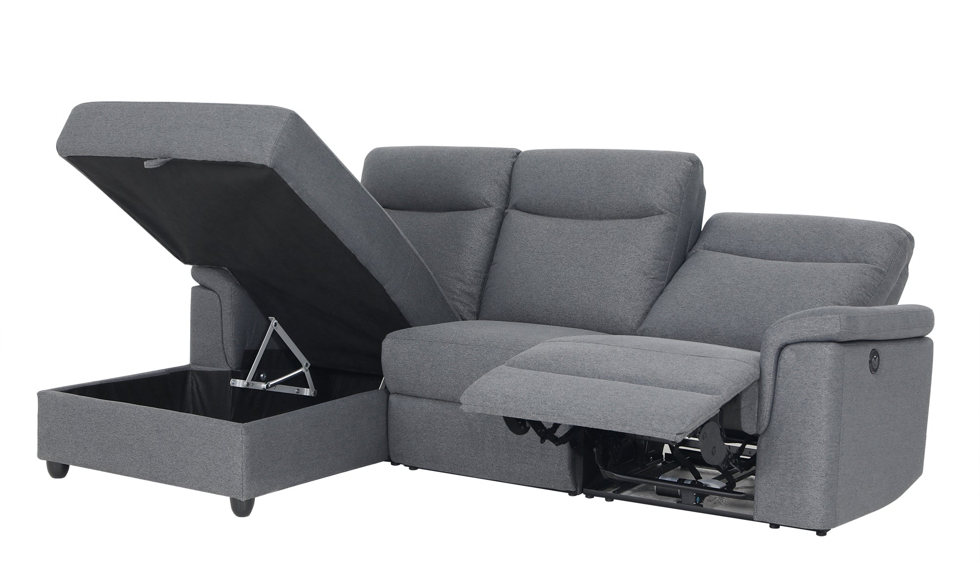 Dawson Fabric 3 Seat Reversible Chaise Lounge With Storage