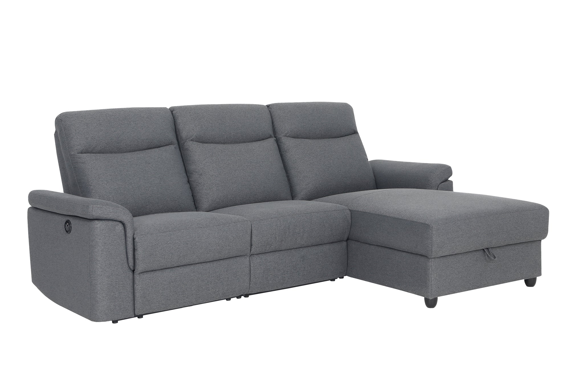 Dawson Fabric 3 Seat Reversible Chaise Lounge With Storage