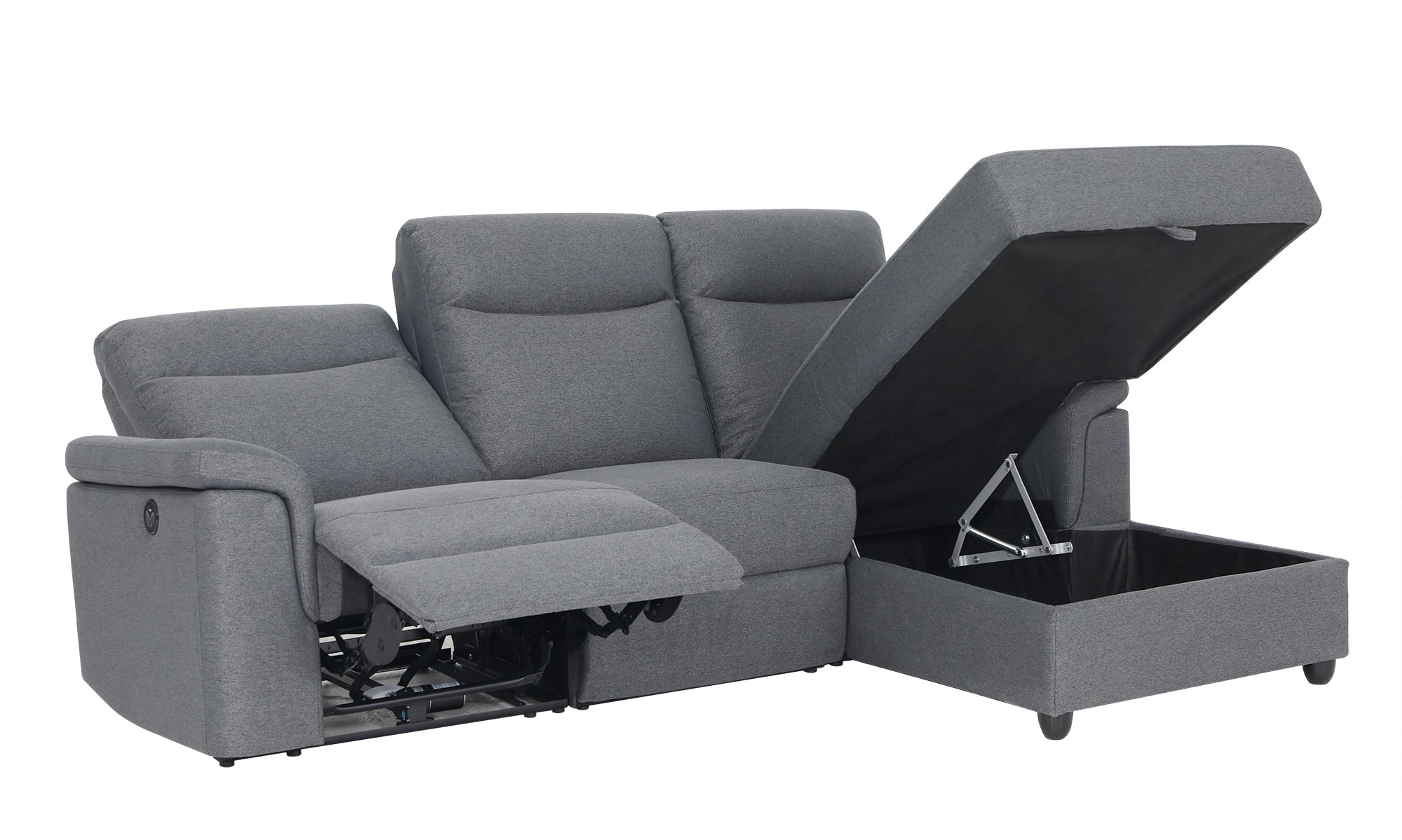 Dawson Fabric 3 Seat Reversible Chaise Lounge With Storage