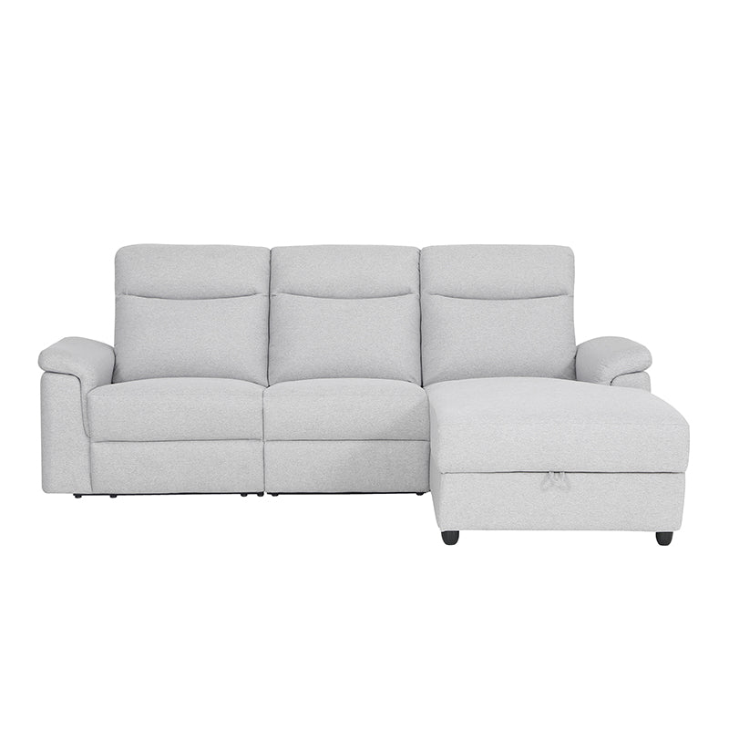 Dawson Fabric Electrical Recliner 2 Seater with Storage Chaise Dark Grey / Silver (Charcoal / Silver)