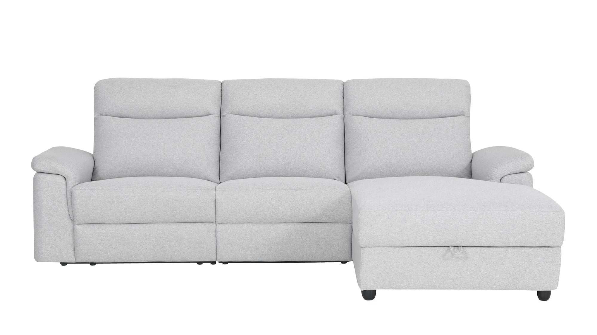 Dawson Fabric Electrical Recliner 2 Seater with Storage Chaise Dark Grey/Silver