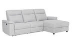 Dawson Fabric Electrical Recliner 2 Seater with Storage Chaise Dark Grey \ Silver