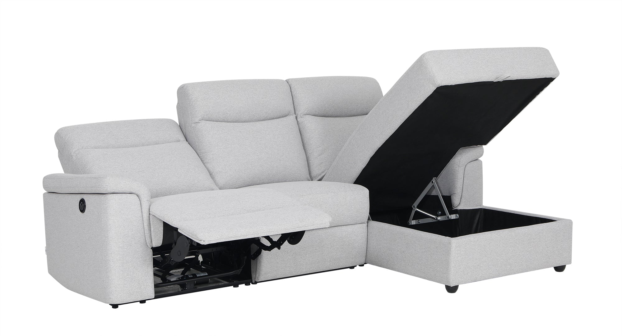 Dawson Fabric 3 Seat Reversible Chaise Lounge With Storage