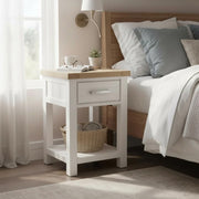 Sicily 1 Drawer Bedside Table (White)