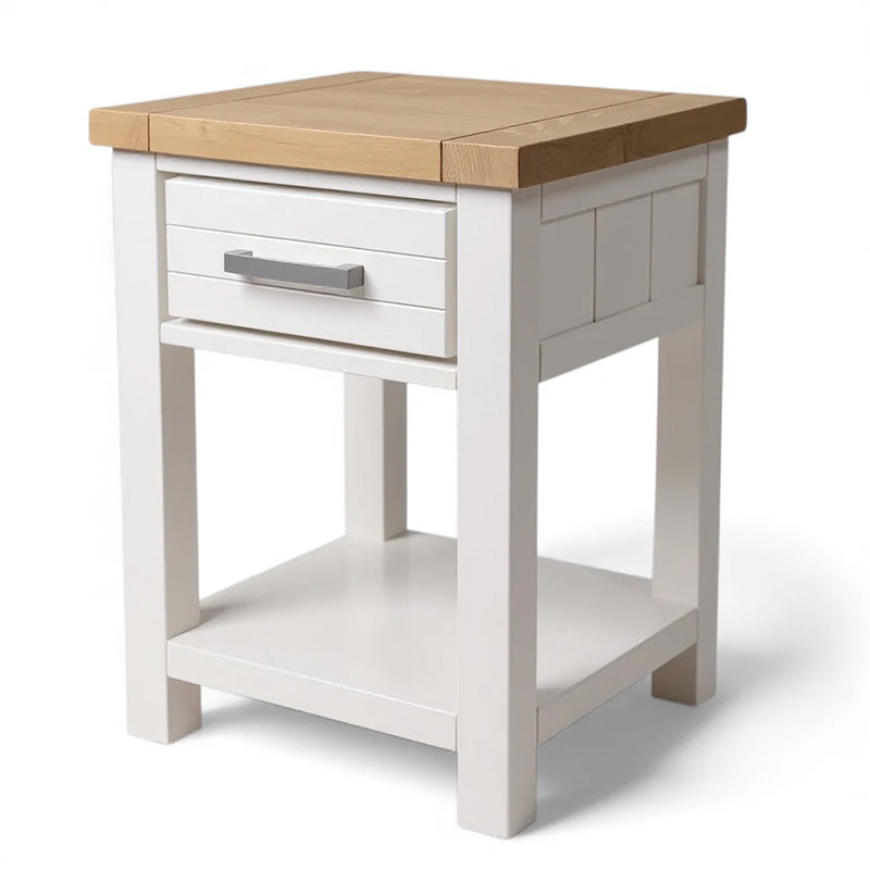 Sicily 1 Drawer Bedside Table (White)