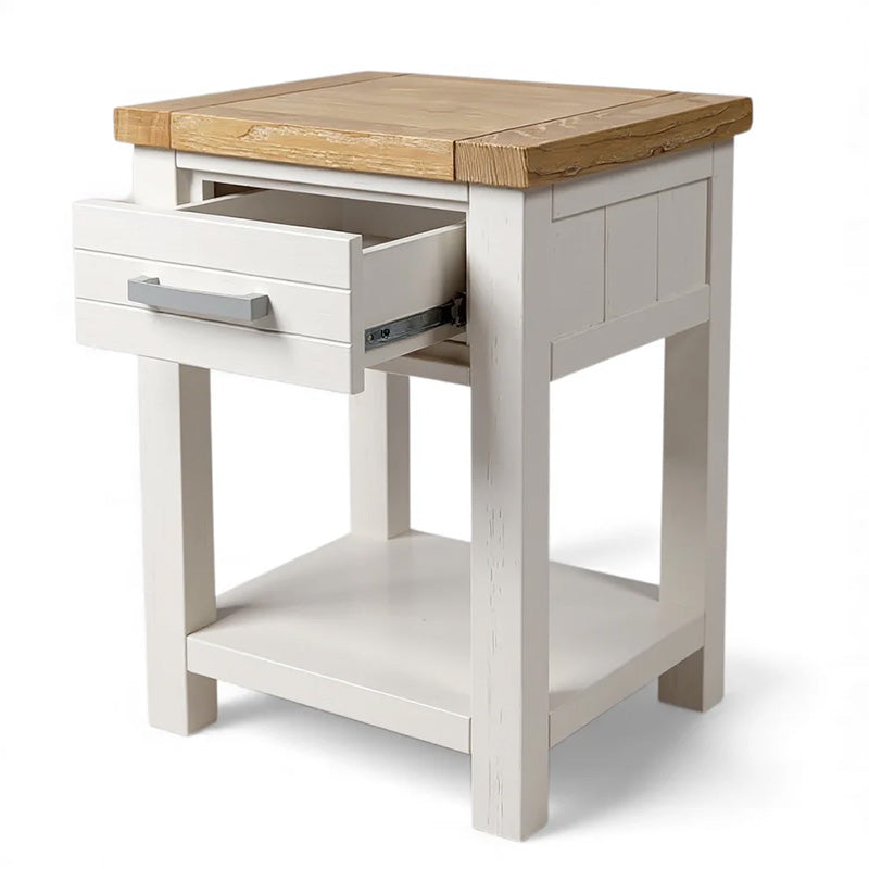 Sicily 1 Drawer Bedside Table (White)