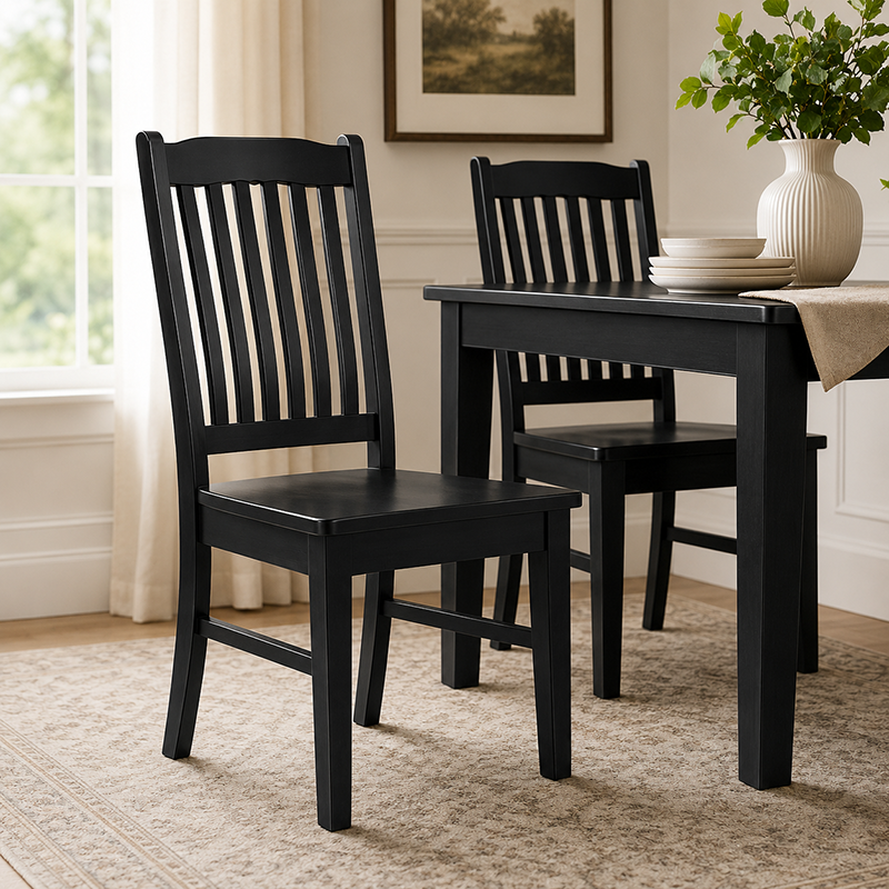 Solid Pine Dining Chair (Black)