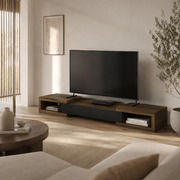 Split TV Unit Cabinet W250cm (Dark Oak)