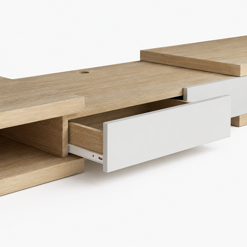 Split TV Unit Cabinet W250cm (Dark Oak)