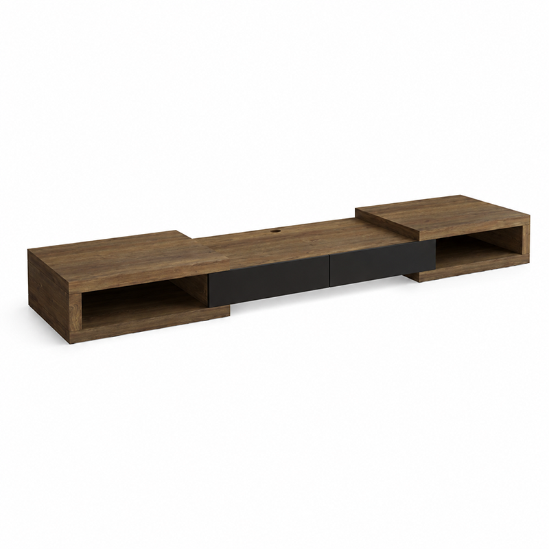 Split TV Unit Cabinet W250cm (Dark Oak)