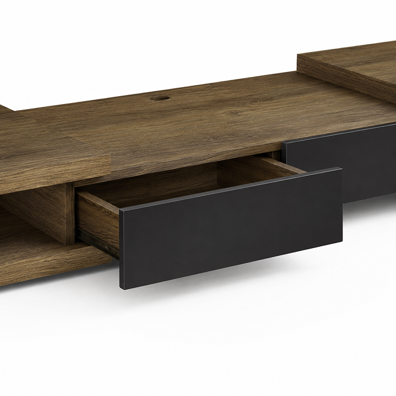 Split TV Unit Cabinet W250cm (Dark Oak)