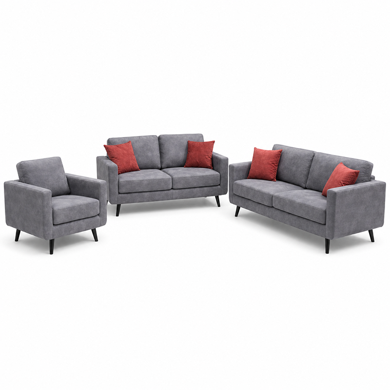 Stationary Velvet Fabric Sofa