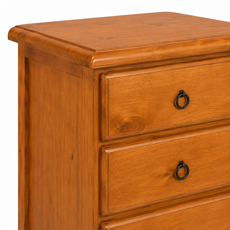 Susan Bedside Table 3 Drawer (Warm Honey)