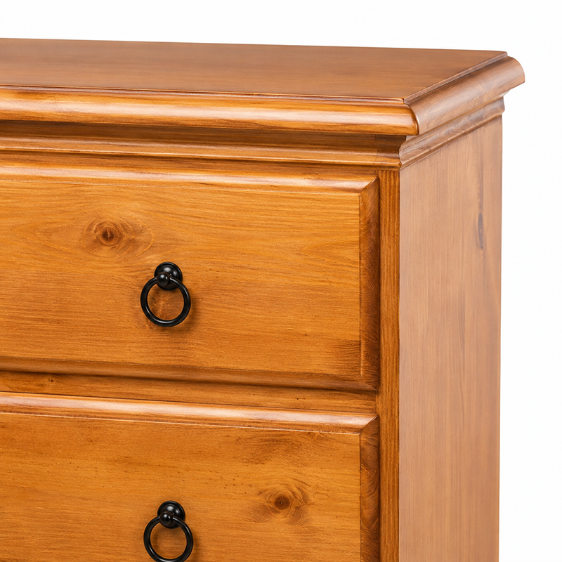Susan 7 Drawer Dresser Table & Mirror (Warm Honey)