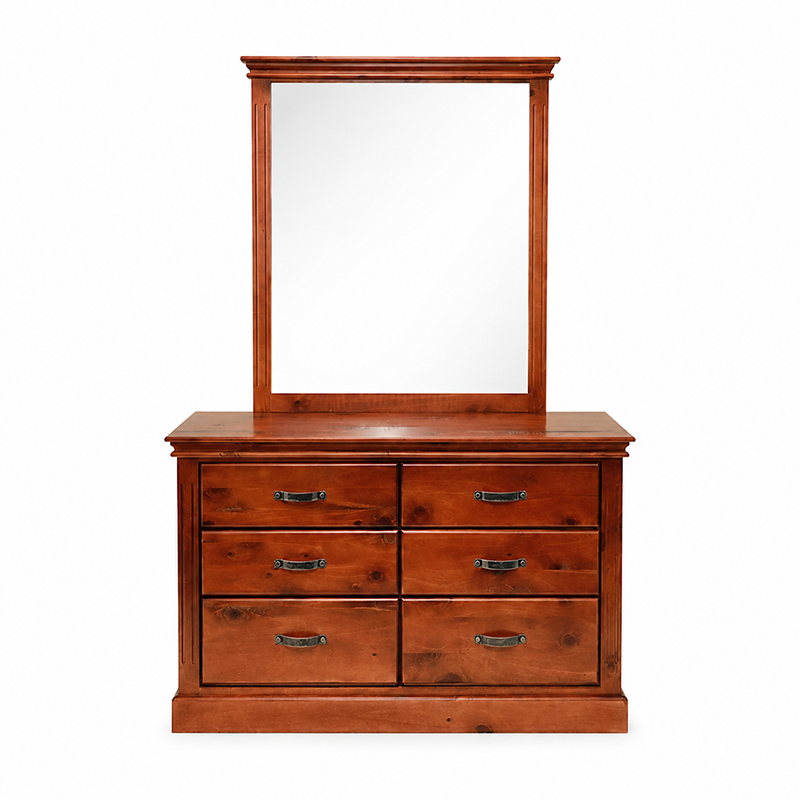 Texas 6 Drawer Dresser & Mirror (Brown)