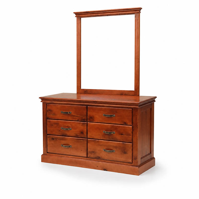 Texas 6 Drawer Dressing Table / Lowboy & Mirror