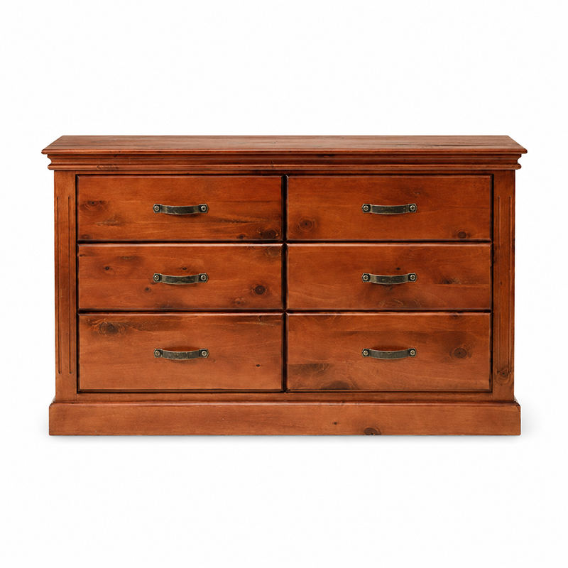 Texas 6 Drawer Dresser & Mirror (Brown)