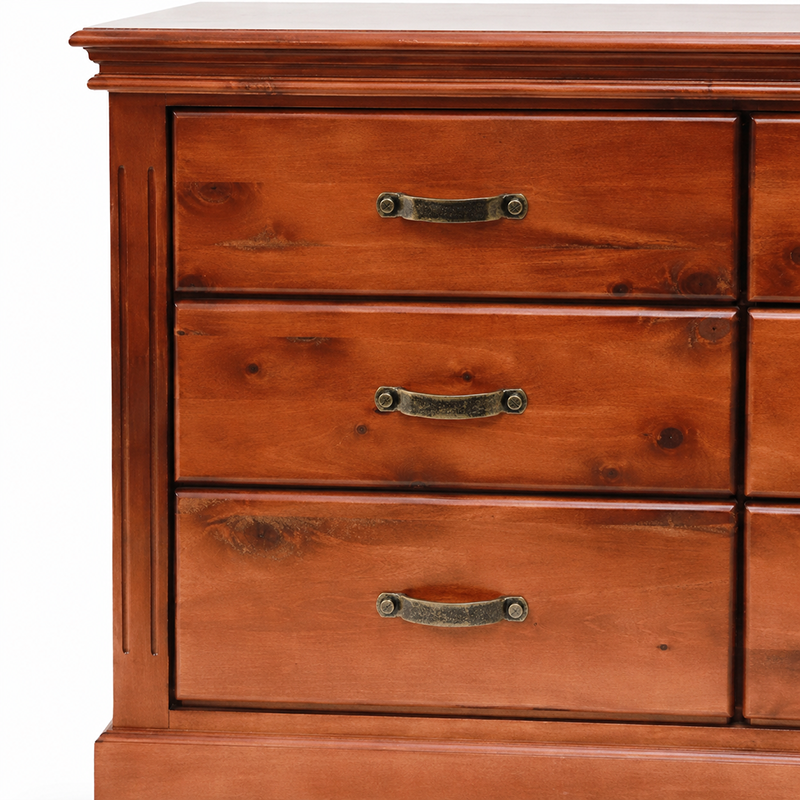 Texas 6 Drawer Dresser & Mirror (Brown)