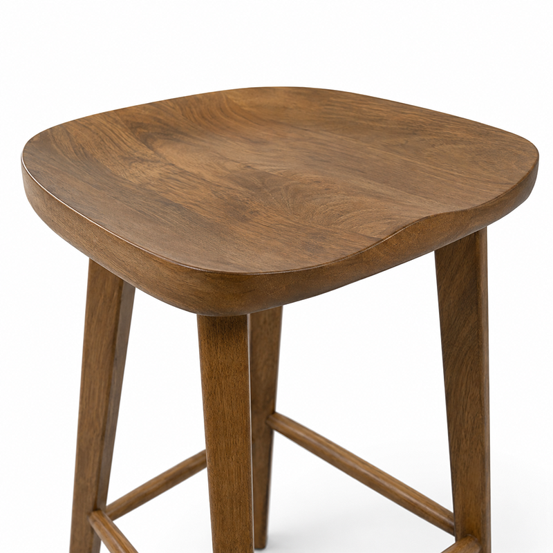 Tina Solid Wooden Barstool (Brown)