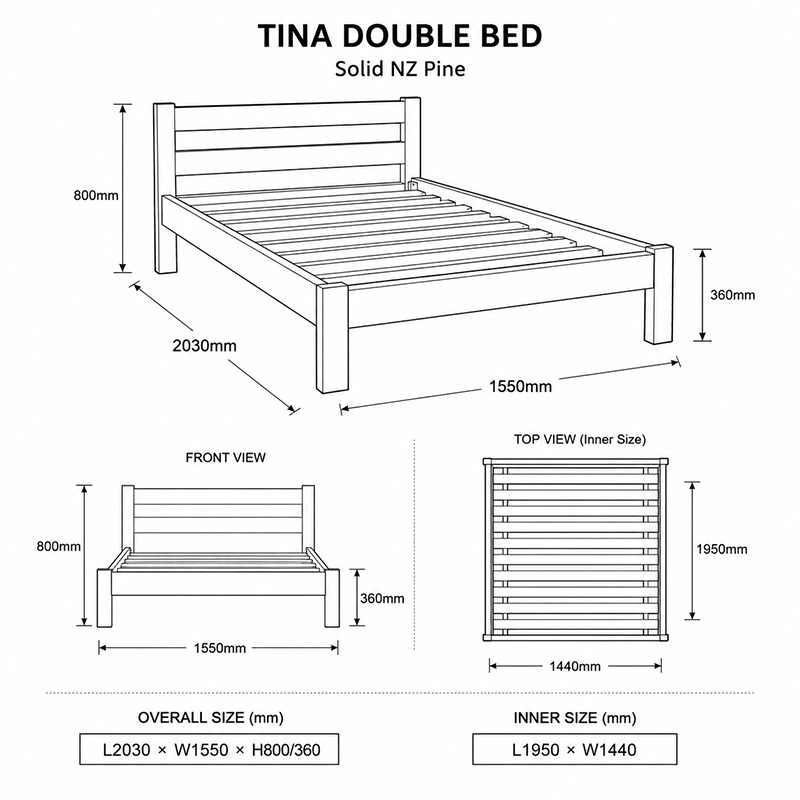 Tina Bed Frame Single (Multiple Colours)