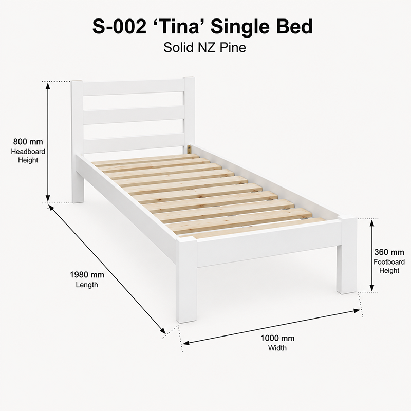 Tina Bed Frame Single (Multiple Colours)