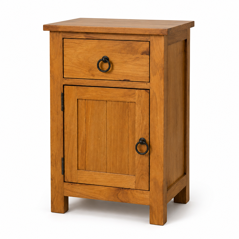 Tina Bedside Table 1 Door 1 Drawer (Warm Honey)